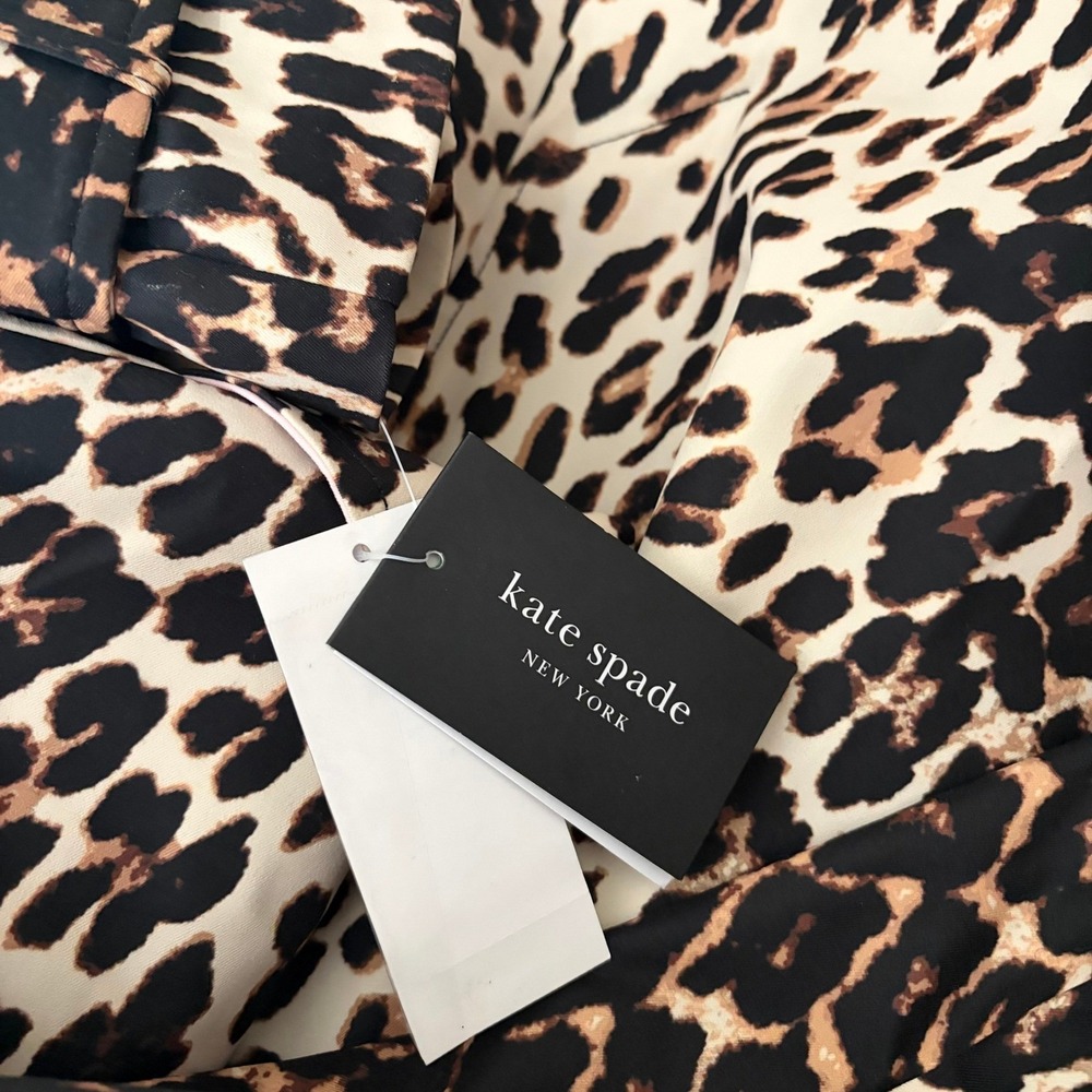 NWT!! KATE SPADE New York Leopard Belted Longline Double Breasted Trench Coat XL - Picture 12 of 16